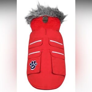 Dog Winter Jacket with Faux Fur Trim